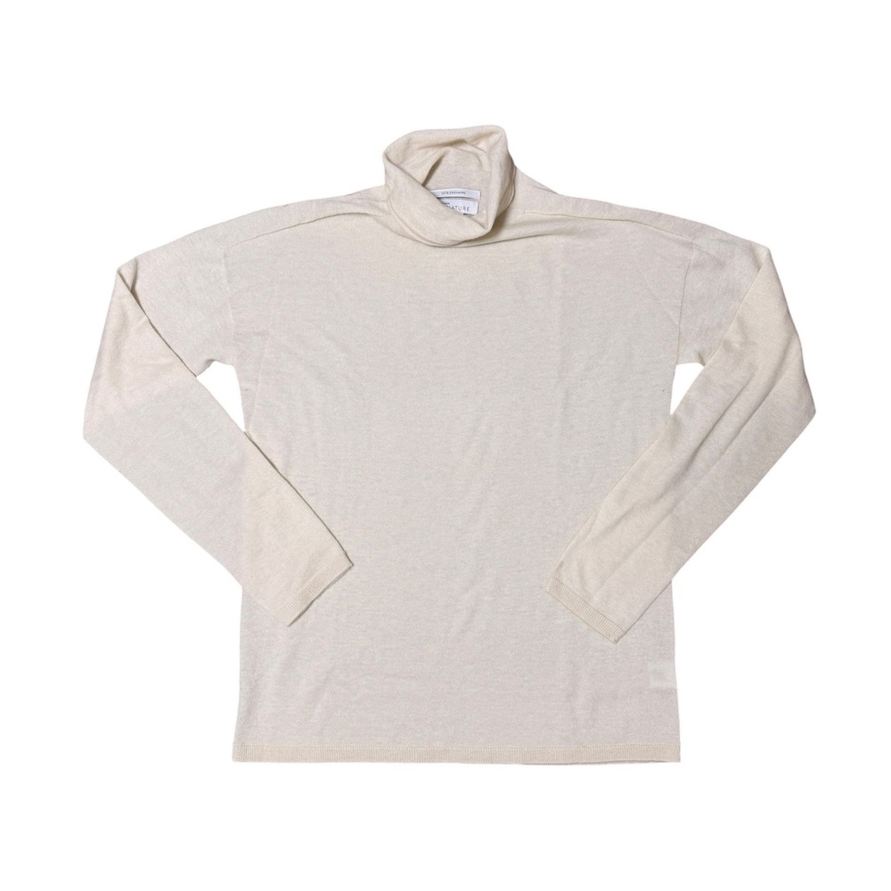 Nordstrom Signature Women S Cream 100% Cashmere Turtleneck Sweater Drop Shoulder